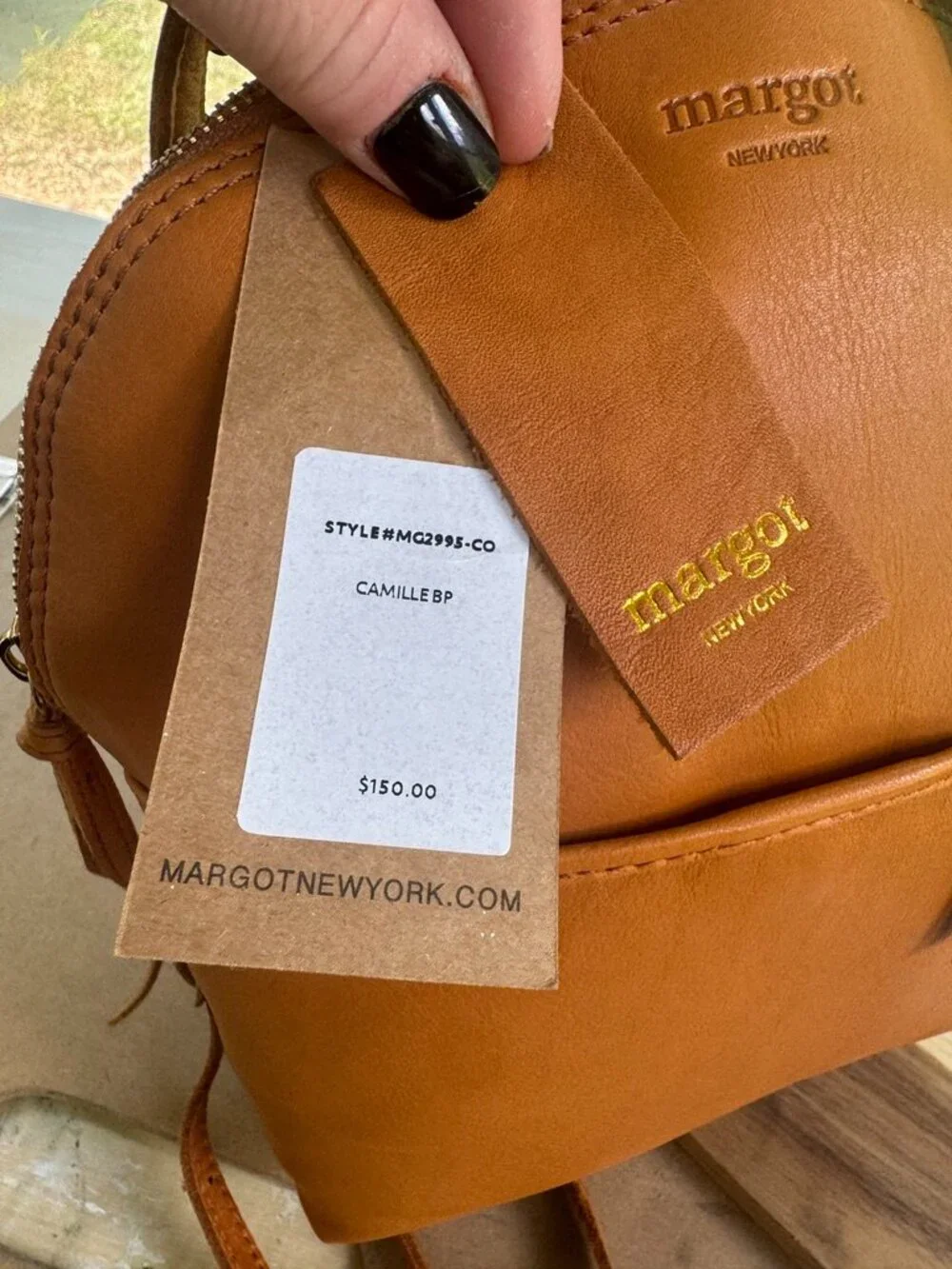 MARGOT Camille Leather Backpack in Cognac -NWT
